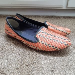COACH CATRIN Multi color Orange/Blue woven flats Sz 8